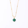 Emerald Clover Natural Pendant Women's Necklace Stainless Steel Light Luxury Birthday Gift Pendant Malachite Clover Necklace