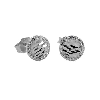 Ready to Ship Classic Cutting Facet Cz Stones Pave S925 Sterling Silver Earrings Zircons Round Ball Stud for Women Men