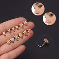 New 18K Gold Stainless Steel Micro-Inlaid Zircon Geometric Flower Nose Nail Rings Real Piercing Jewelry Wedding Gift for Women