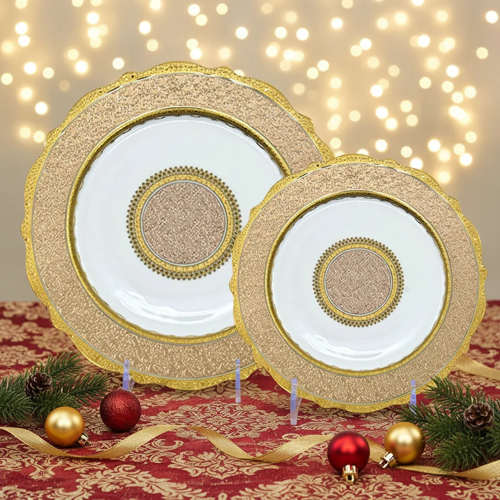 11 with 8Inch Holiday Luxury Bone China Decoration Restaurant Gold Decoration Dinner Plates Dish Plate Ceramic for Wedding