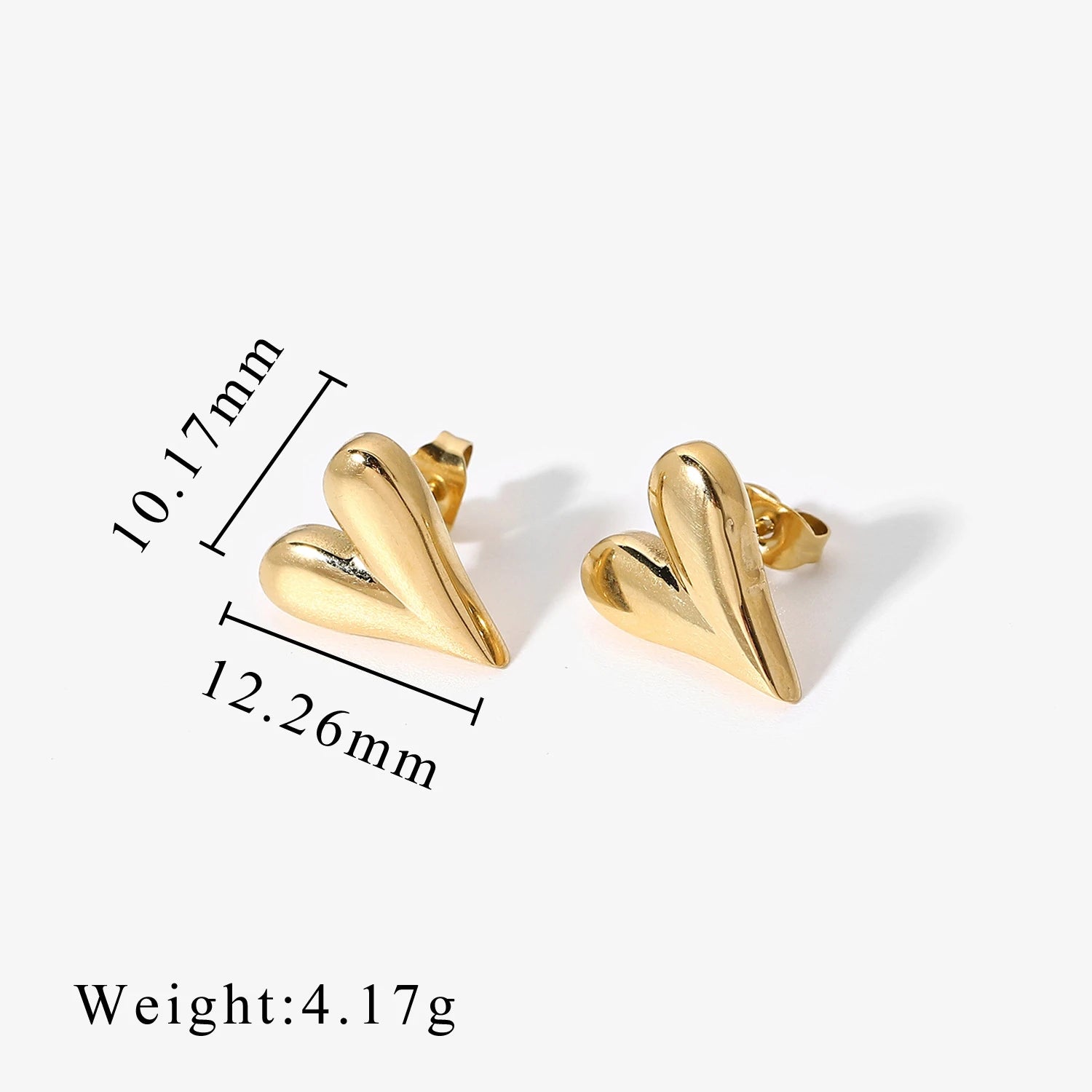 SSeeSY Custom Fashion Simple Women's Jewelry Non Tarnish Free Gold Plated Cute Heart Stainless Steel Stud Earrings Gift for Gilr