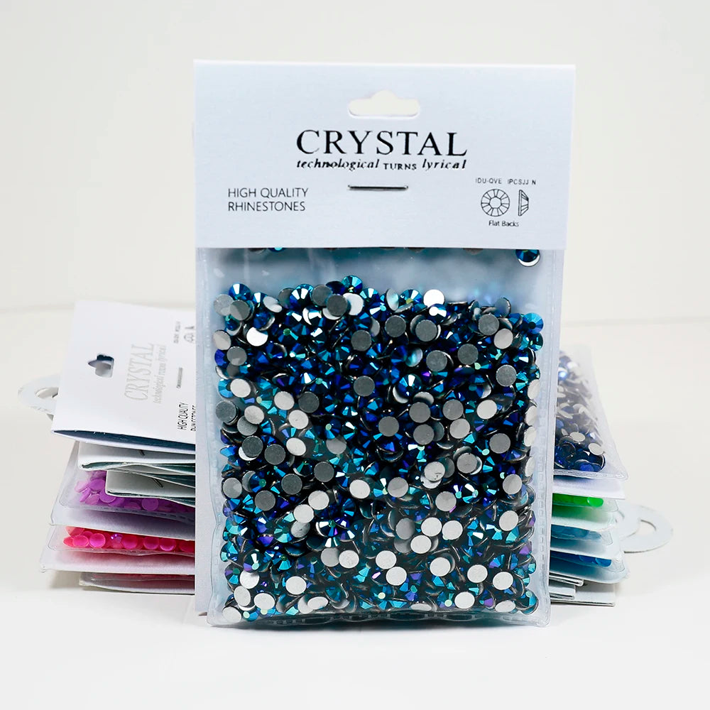 Paper Card Package Black AB Rhinestone Diamonds Women Bling Sunglasses Non Hotfix Flat Back Glass Rhinestone for Teeth