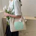 Summer Women's Woven Shoulder Bags High Capacity Travel Portable Ladies Straw Tote Silk Scarf Commute Female Handbags