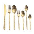 Creative Palace Relief Western Tableware Hotel Vintage Stainless Steel Knife Fork Spoon Set with Gold Cutlery Set for Wedding