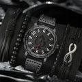 5 PCS Men Watch Fashion Leather Band Spade Poker Dial Watch Luxury Casual Quartz Watch With Bracelets Male Clock Gift