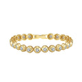 SB209 RINNTIN Delicate 925 Sterling Silver Tennis Bracelet | 3mm Round Cut 5A CZ Bezel Setting Gold Tennis Bracelet for Women