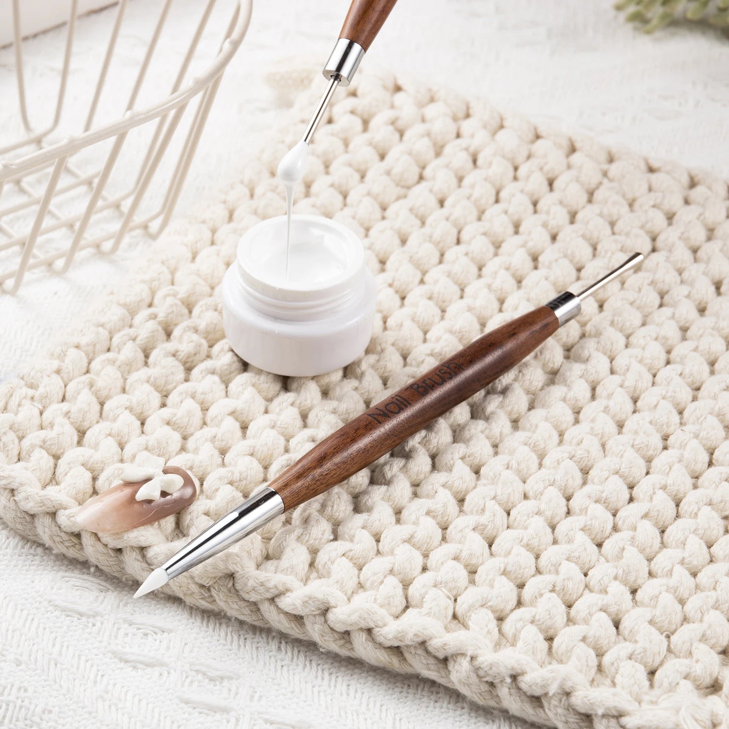 Hot Selling Multi-function Manicure Tools Nail Gel Polish Mixing Stick Silicone Head Nail Dotting Pen Manicure Carving Pen