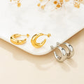Y055 2023 INS Style Women Jewelry C Shaped Hoops Earring Stainless Steel PVD 18k Gold Plated Chunky Moon Drop Stud Earrings