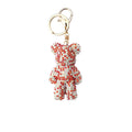 Fashionable Zinc Alloy Car Bag Accessories Cute Bear Color Fur Ball Keychain Girls Rhinestone Violent Style Cartoon Design