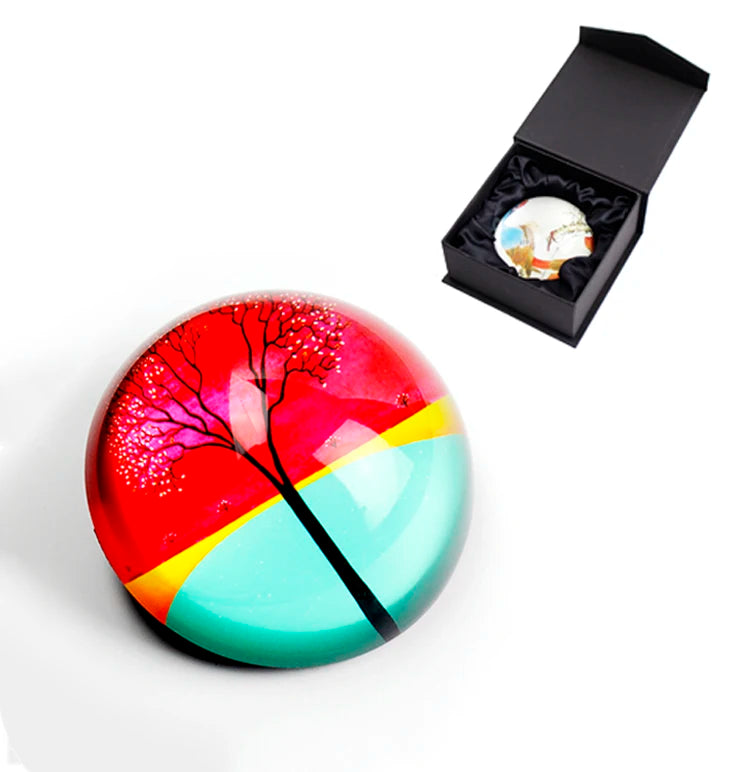 80mm Crystal Glass Dome Paper Weight Color Printing Paperweight Half Ball