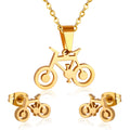 New Arrive Cutting Jewelry Set 18K PVD Gold Plated Stainless Steel Jewelry Set Bicycle Trendy Women Earrings and Necklace Sets