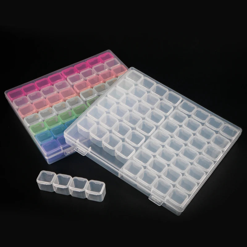 Wholesale Professional Portable 56-Grid PP Material Nail Jewelry Storage Box with Independent Cells for Salon Use