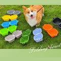Portable Outdoor Travel Waterproof BPA Free Silicone Collapsible Foldable Pet Dog Slow Feeder Food Water Double Bowl