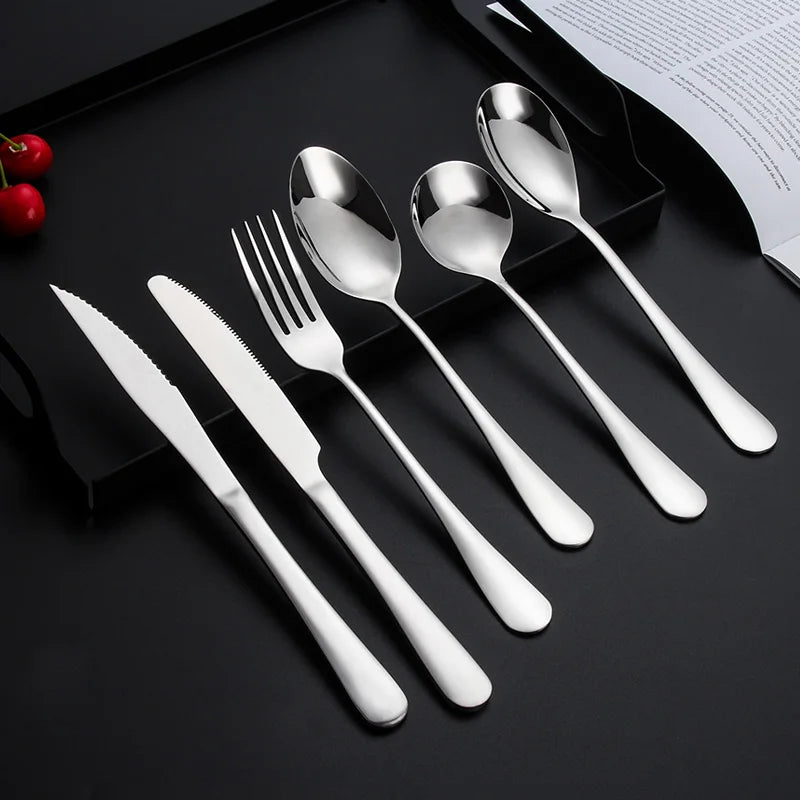 Wholesale Bulk Luxury Restaurant Cutlery Set 1010 Classic Stainless Steel Silverware Mirror Polish Spoon and Fork Set