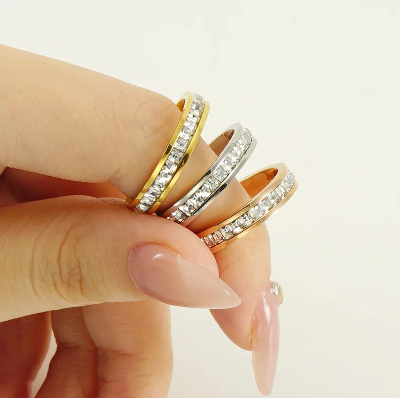 Beimai OEM Ring 18k Gold Silver Rose Gold Stainless Steel Non-fading Diamond Ring