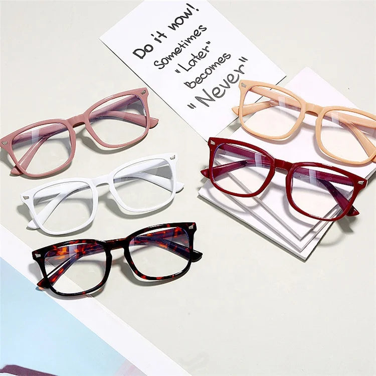 Jiuling Eyewear Hot Selling Ultralight Rectangle Pc Frame Blue Light Blocking Eyeglasses Retro Leopard Frame Anti Eye Strain Len