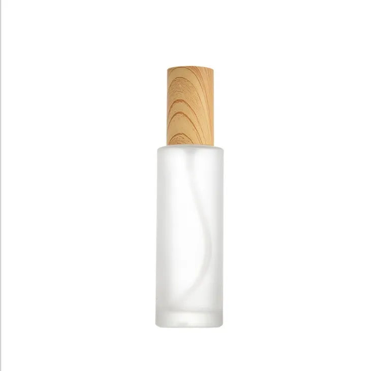 20ml 30ml 40ml 50ml 60ml 80ml 100ml 120ml Frost Lotion Pump Spray Bottle Glass Cosmetics Bottle With Imitation wood grain cover