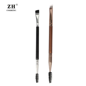 Portable Custom Logo Double-Ended Angled Eyeliner Brow Tinting Brush Sustainable Powder Compact Collection Single Makeup Brush