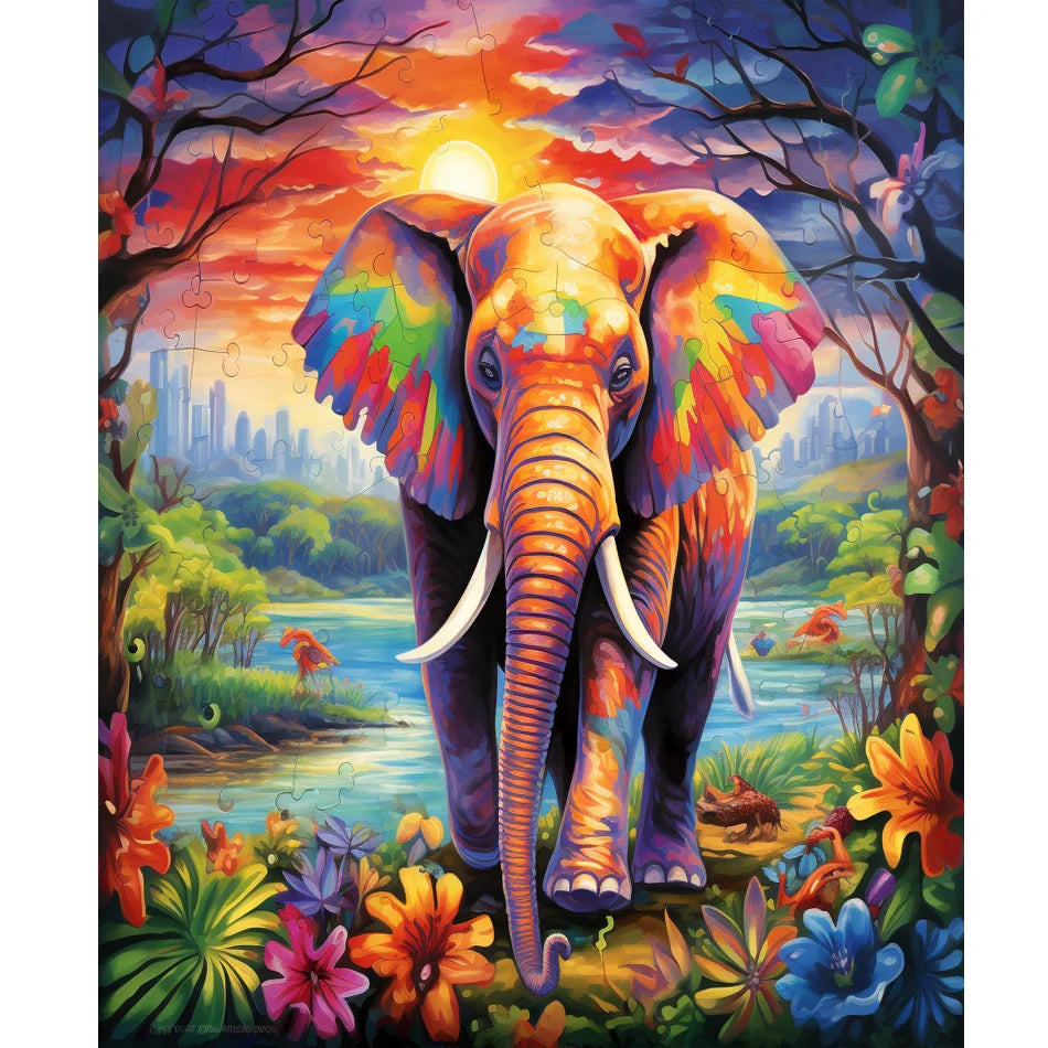 Elephant Diamond Painting Full Round 5d Diy Embroidered Animal Cross Stitch Rhinestone Art Home Decor 30x40cm/12x16inch