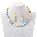 Macaron Color Sweet Girl Simple Necklace Gift Korean Frosted Pumpkin Beads Earrings Necklace Set Jewelry Necklace