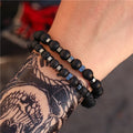 Black Frosted lava Volcanic Stone Wear Black Gallstone Spacer Elastic Bracelet Set Bracelet Male Acelet
