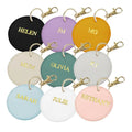 In Stock Round Keychain Pendant Quality PU Leather with Personalized Laser Engraved Design Keychain Bag for Jewelry Gift
