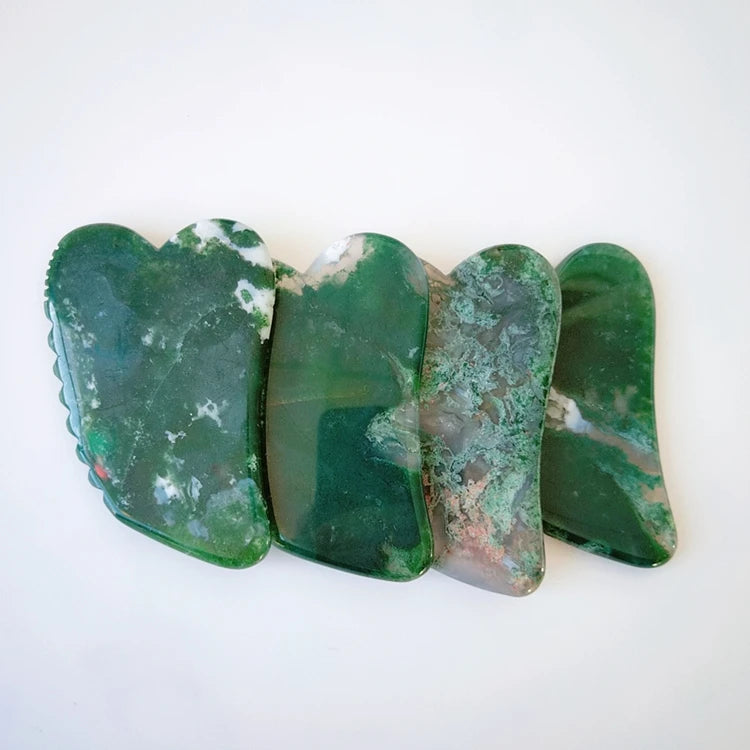 DIY Natural Jade Roller Set and Guasha Moss Agate Jade Roller for Face Japan Skin Care