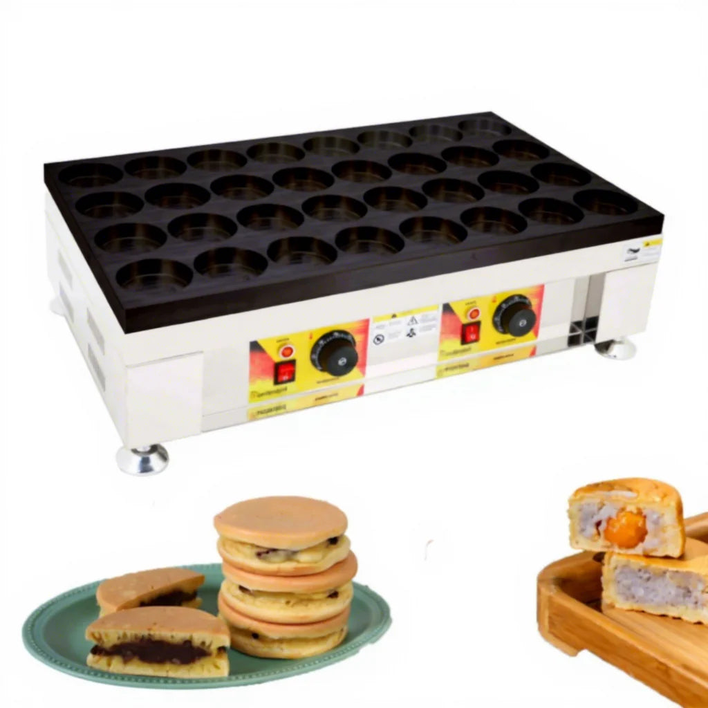 32 Holes Commercial Japanese Rice Cake Machine Non Stick Red Bean Snack Filling Pancake Bread Baking Waffle Machine Maker