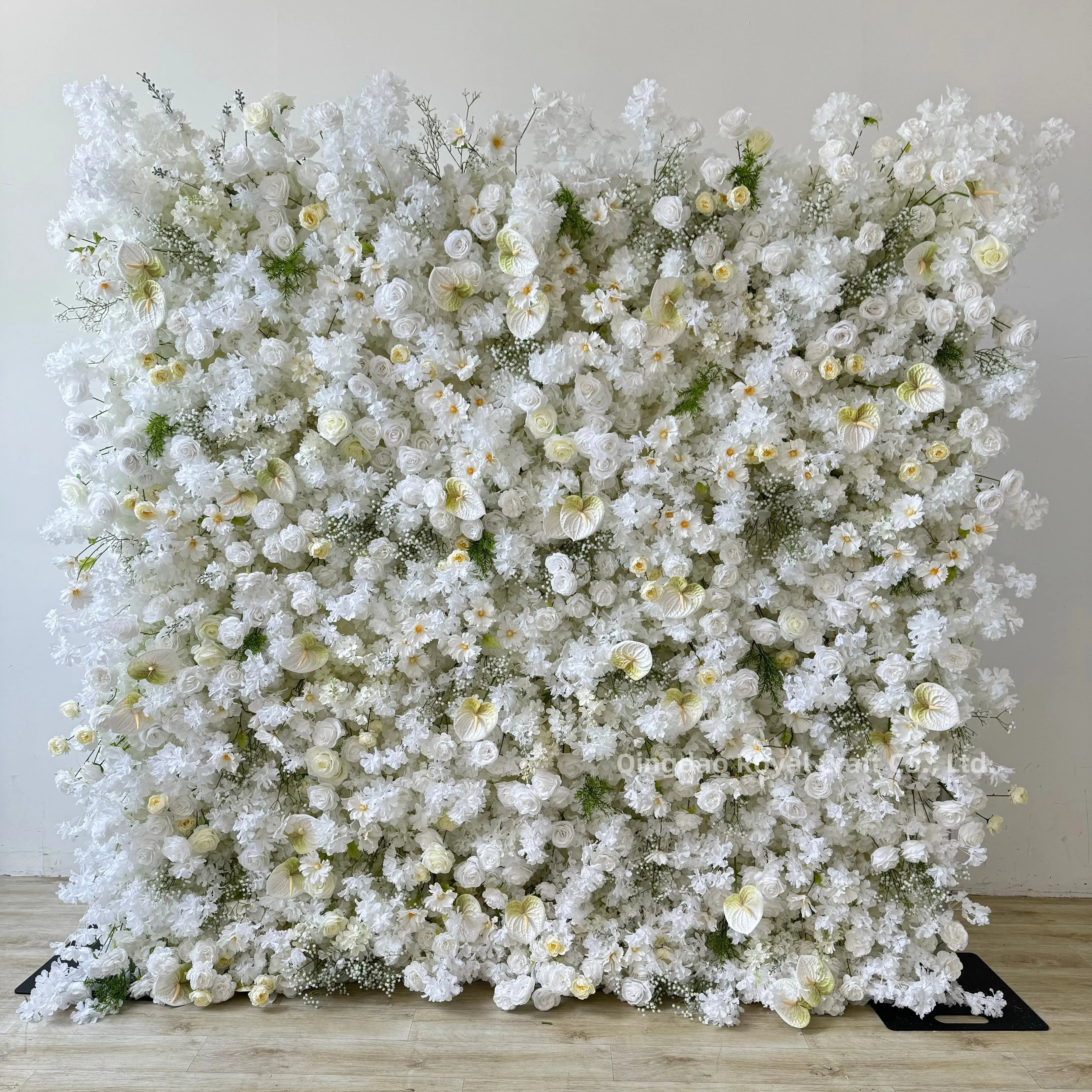 Artificial Flowerwall Fabric 3D Rose Flower Wall Wedding Decor Roll up Fabric Cloth Base Backdrop Wedding Supplies Decorations