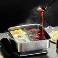Stainless Steel Classic Square Hot Pot Dual Compartment Soup Pot Clear Broth Dishwasher Safe for Tabletop Cooking Family
