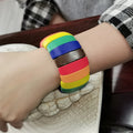 HANSIDON Bohemian Colorful Wooden Bracelet Ethnic Elastic Rope Handmade Bracelet Beach Accessories