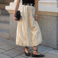 Enyami 2025 Spring New French Style Casual Beige Simple Fashion Street Loose Women Ruffle Skirt