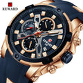 2022  New REWARD Mens Watches Blue Waterproof Dropship Luxury Chronograph Sport Dropshipping Wristwatch Relogio Masculino
