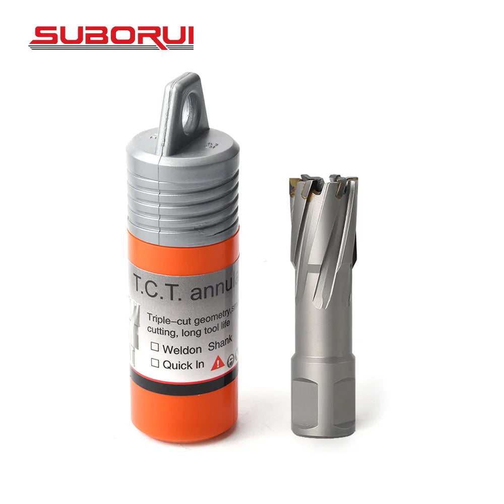 SUBORUI 2inch 20mm Weldon Shank TCT Carbide Mag Broaching Drill Bits Annular Cutter for Magnetic Base Drill