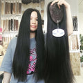 Kuwait Hand Tied Full Cuticle Aligned European Unprocessed Remy Hair Natural Black Human Hair Silk Base Topper for Women