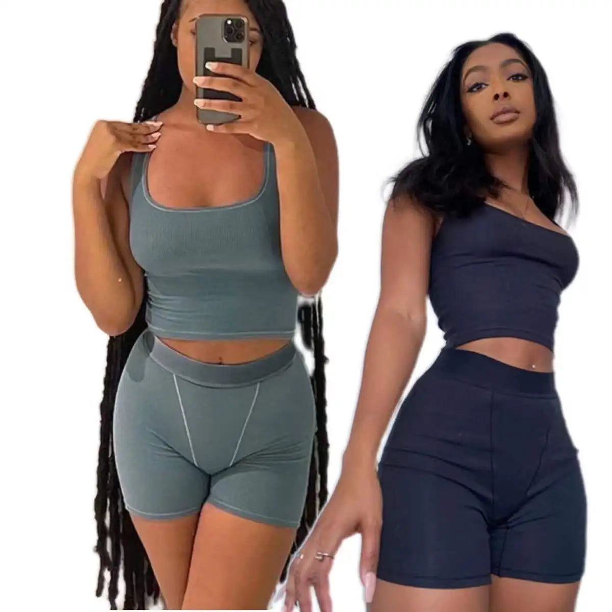 2022 Custom logo Famous American Clothing Summer Easy Lounge Wear tank Top Shorts Two Pieces Set for Women Loungewear Dupe