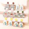 New Creative Bohemia Female Acrylic Earrings with Exaggerated Temperament Female Drop Earrings with Personality Print