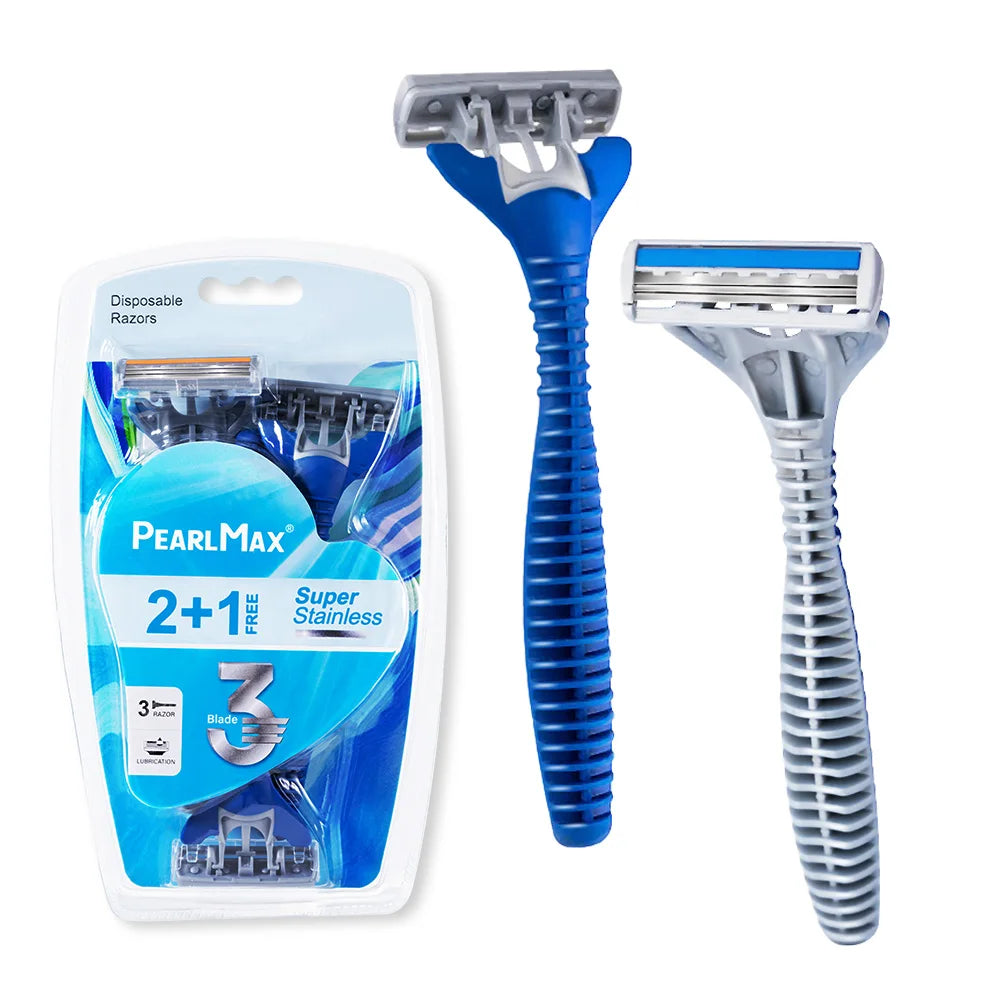 PearlMax Triple Blade Razor Disposable Shaver Bikini Body Face Shaving Custom Package Stainless Steel Safe Shaving Razor
