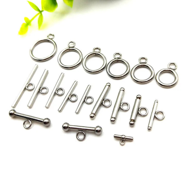 S1051 Gold Plated Stainless Steel Bar and Closed Ring Loop Closure Buckle ClaspToggle Clasps