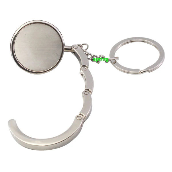 Promotion Gift Customizable Blank Foldable Handbag Hook Purse Bag Hanger with Keychain Modern Digital Printing