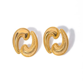 J&D Designer Low Key Luxury 18K Gold Plated Tear Drop Earrings Stainless Steel Double Water Drop Earring