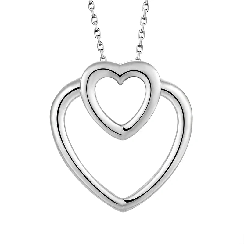 YH JEWELLERY Classic Wedding Engagement Rhodium Plated 925 Sterling Silver Hollow Heart Necklace Pendant for Women