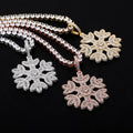 Hip Hop Snowflake Pendant with Zircon Inlay Personalized and Simple Snowflake Necklace for Couples