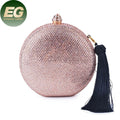 LEB1564 Round Fancy Braided Crystal Clutch Bags Party Ladies Shoulder Women Diamond Purse Evening Custom Rhinestone Bag