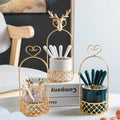 Stainless Steel Ceramic Handle Coffee Dessert Spoon Fruit Fork Set with Color Glass and Gold Rack Shelf