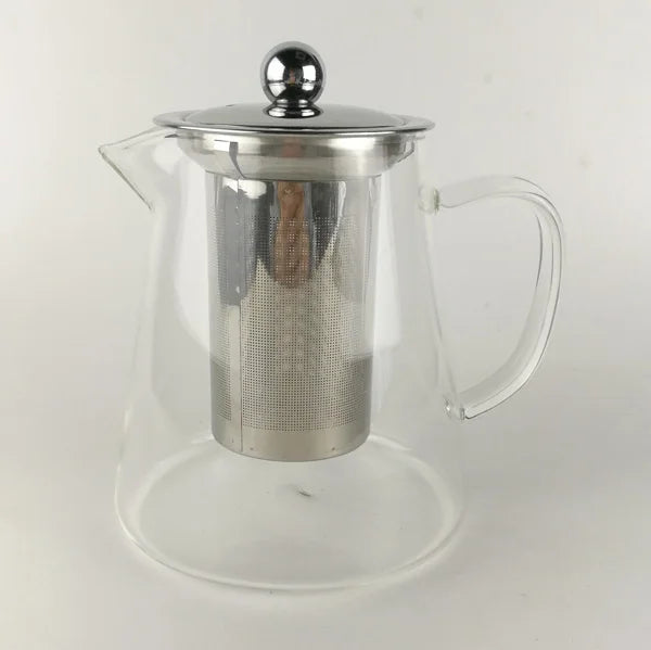 Handmade 750ml Glass Teapot Kettle Stovetop Safe for Blooming and Loose Leaf Tea Sustainable Strainer and Cup Set