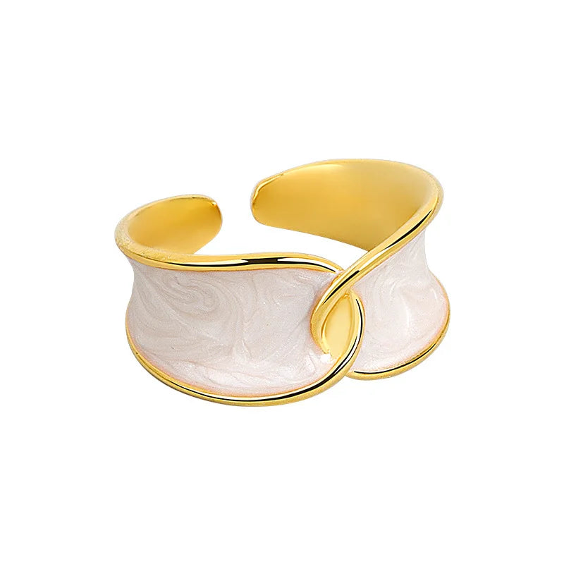 INS Trend Fashion Ring 18 K Gold Plated Adjustable Ring Korean Personality Women Enamel Ring
