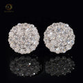 New Arrival Hip Hop Cluster Diamond Round Shape Screw Back 925 Silver Moissanite Sstud Earring