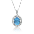 YBO Natural Gemstone S925 Silver CZ 8x10MM Blue Topaz Pendant Clavicle Chain Geometric Trendy Rhodium/Gold Plated Women Wedding