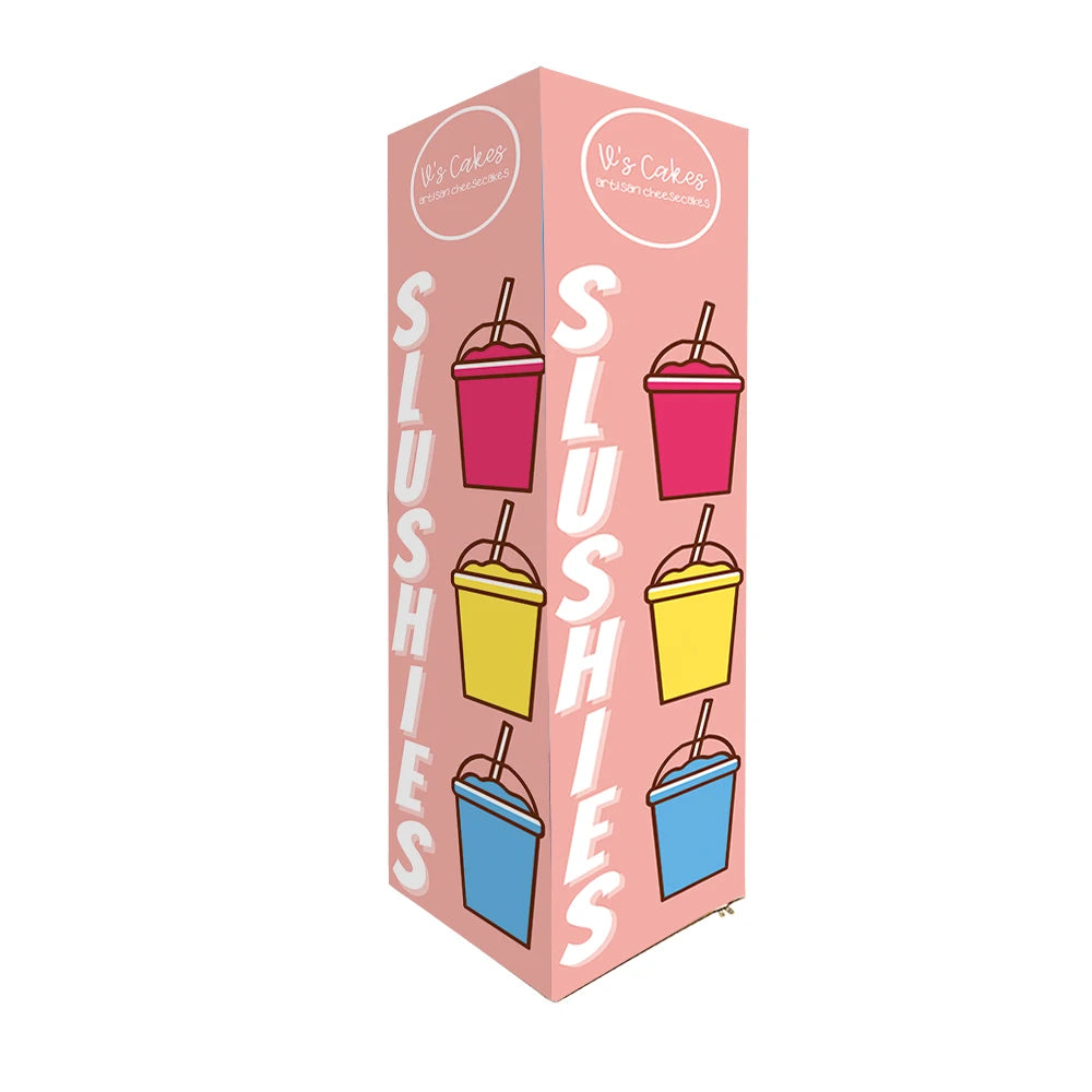 Square Tower Display Aluminum Tube Stand Tension Fabric Full Dye Sublimation Printing Indoor/Outdoor Use Party Events Decoration
